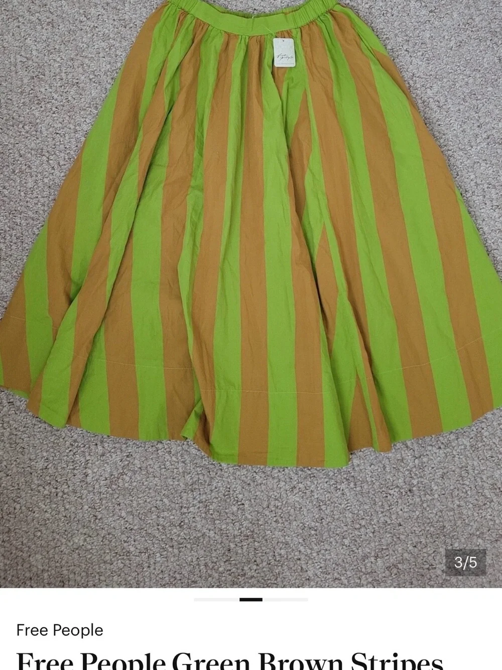 Free People Lime and Mustard Striped Maxi Skirt